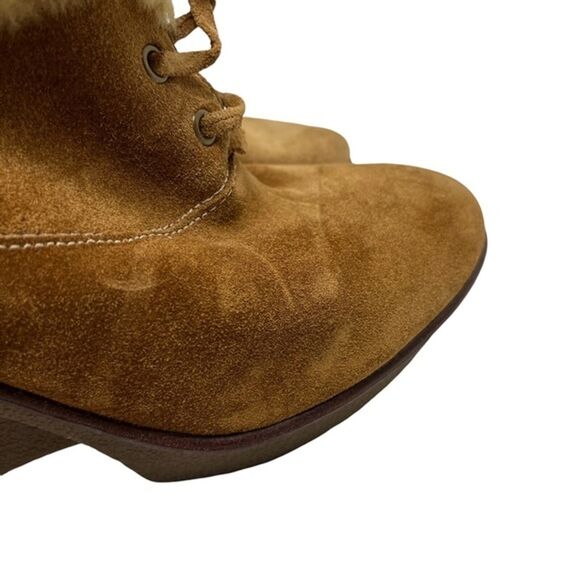 B MAKOWSKY Wedge Suede BF NELLIE Ankle Booties Real Leather Shoes Sherpa sz 10 W - Picture 4 of 16